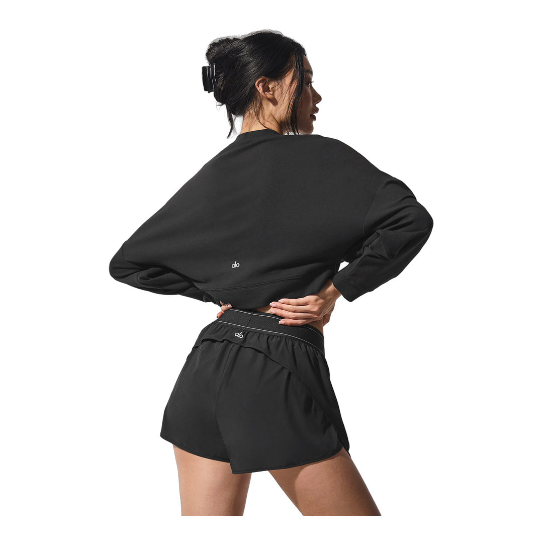 alo Cropped Sway Crew Neck Pullover - Black by Alo Yoga