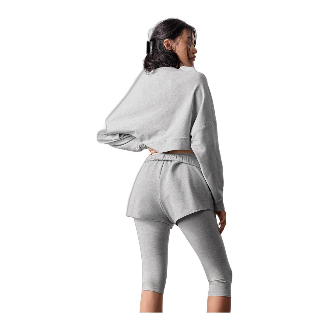 alo Cropped Sway Crew Neck Pullover - Athletic Heather Grey by Alo Yoga
