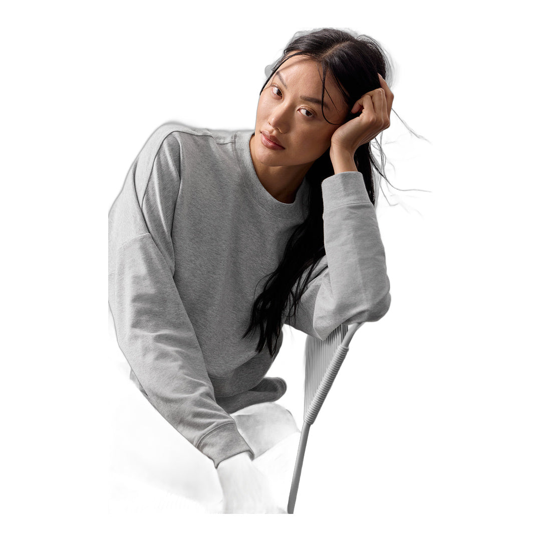 alo Cropped Sway Crew Neck Pullover - Athletic Heather Grey by Alo Yoga