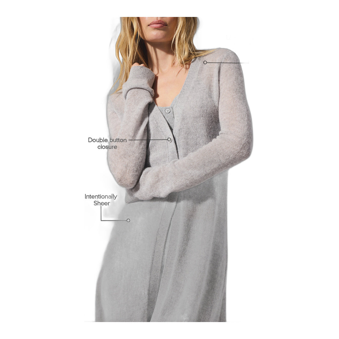 alo Sheer Cashmere Long Cardigan - Athletic Heather Grey by Alo Yoga