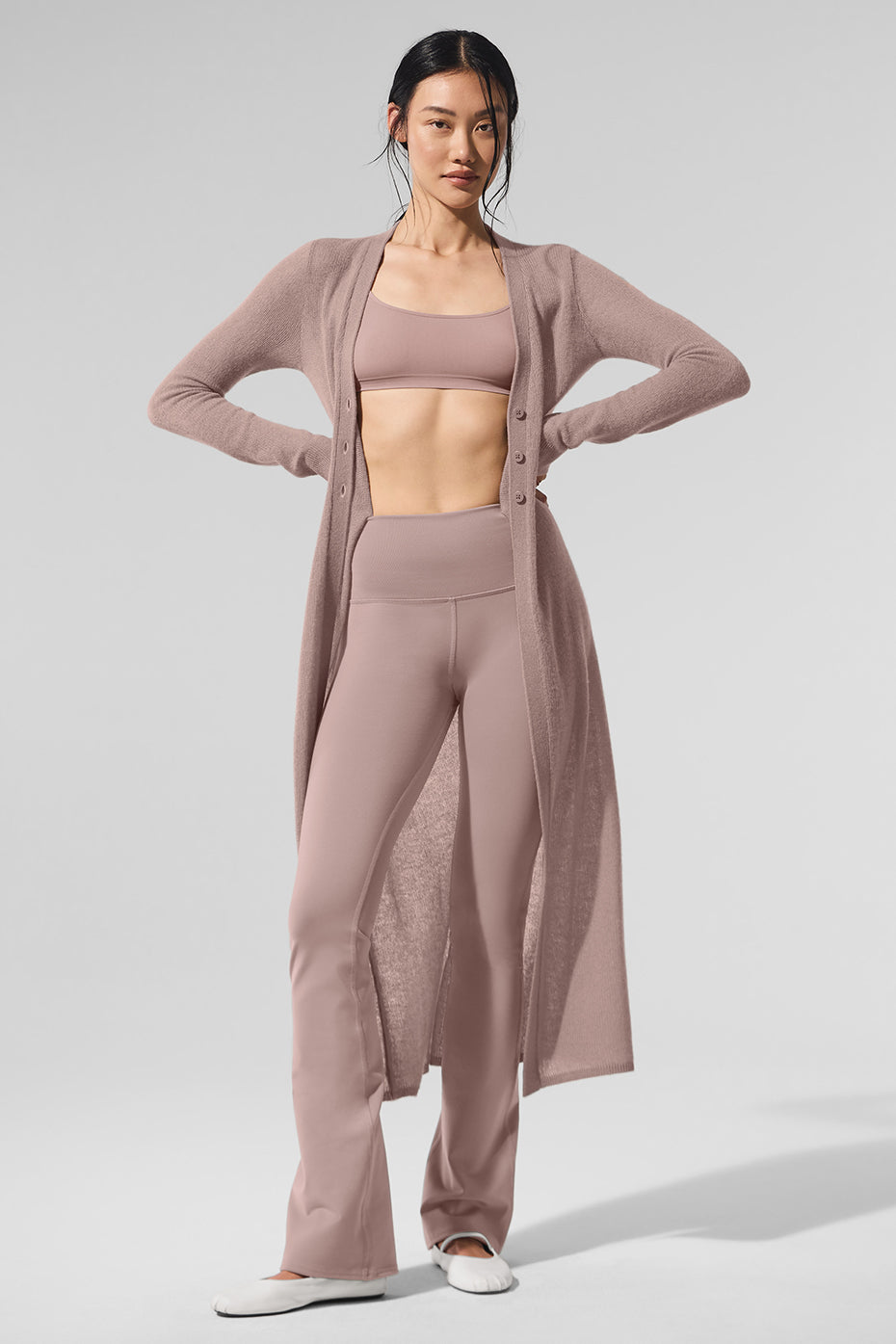 Sheer Cashmere Long Cardigan - Taupe (W3945R)