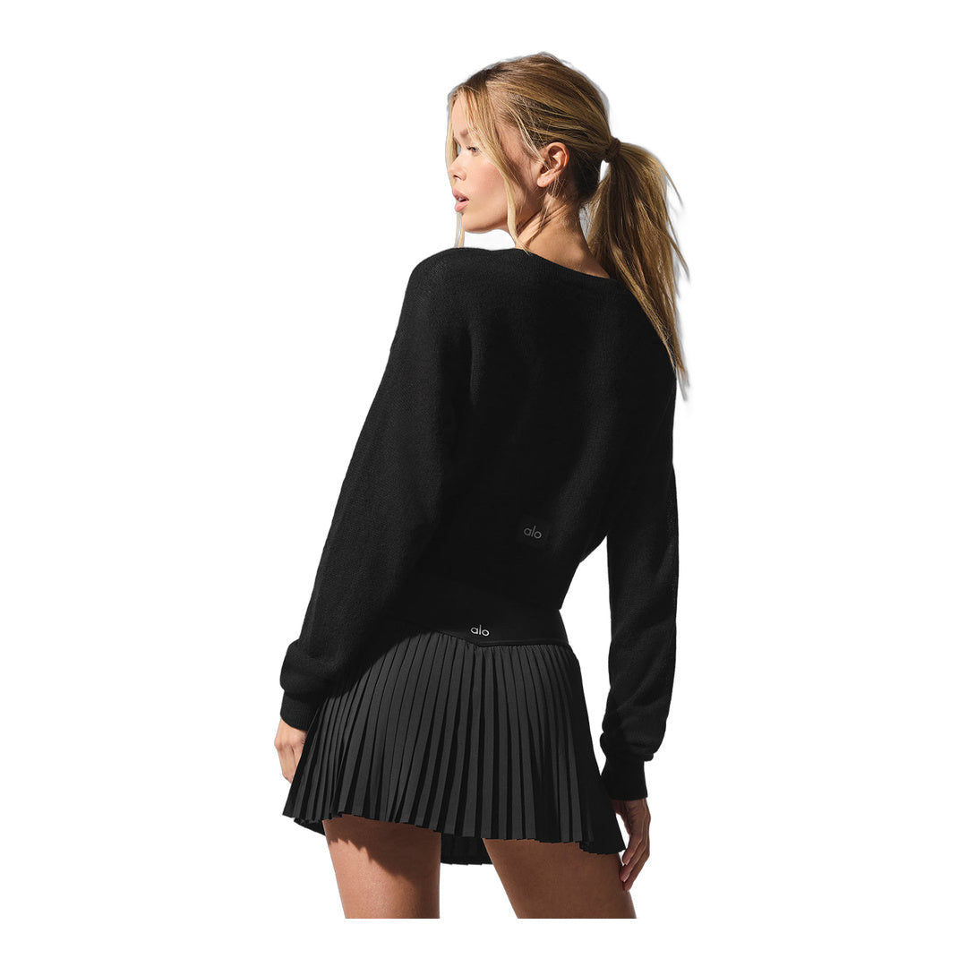 alo Sheer Cashmere Cropped Cardigan - Black by Alo Yoga