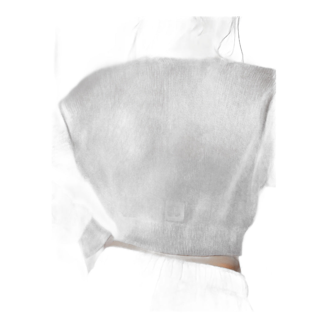 alo Sheer Cashmere Cropped Cardigan - Athletic Heather Grey by Alo Yoga