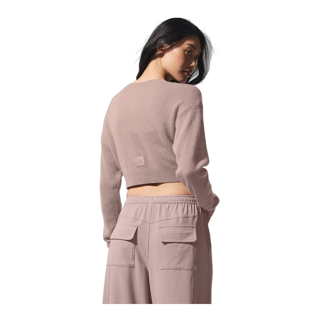 alo Sheer Cashmere Cropped Cardigan - Taupe by Alo Yoga