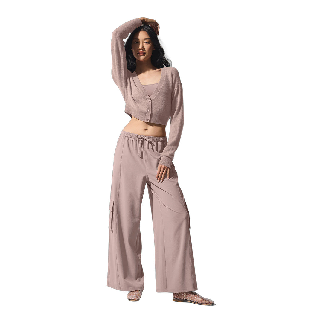 alo Sheer Cashmere Cropped Cardigan - Taupe by Alo Yoga
