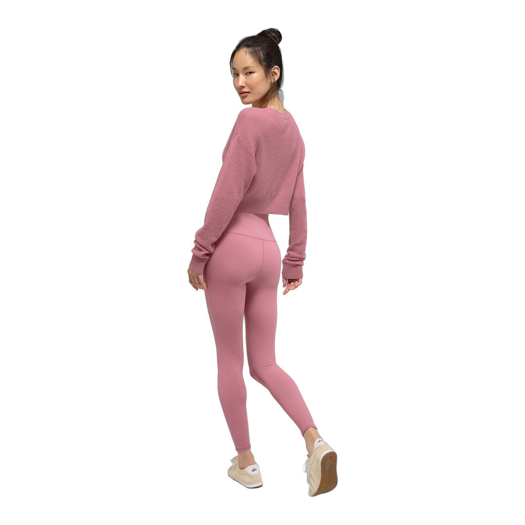 alo Sheer Cashmere Cropped Cardigan - Pink Wild Rose by Alo Yoga