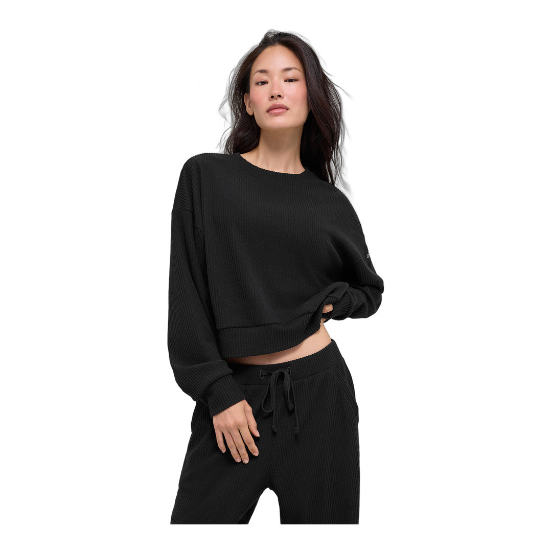 alo Muse Crew Neck Pullover - Black by Alo Yoga