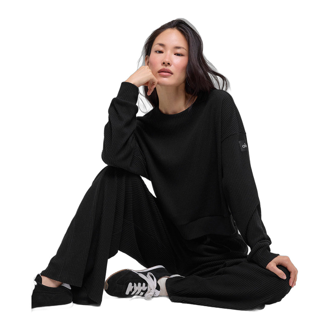 alo Muse Crew Neck Pullover - Black by Alo Yoga
