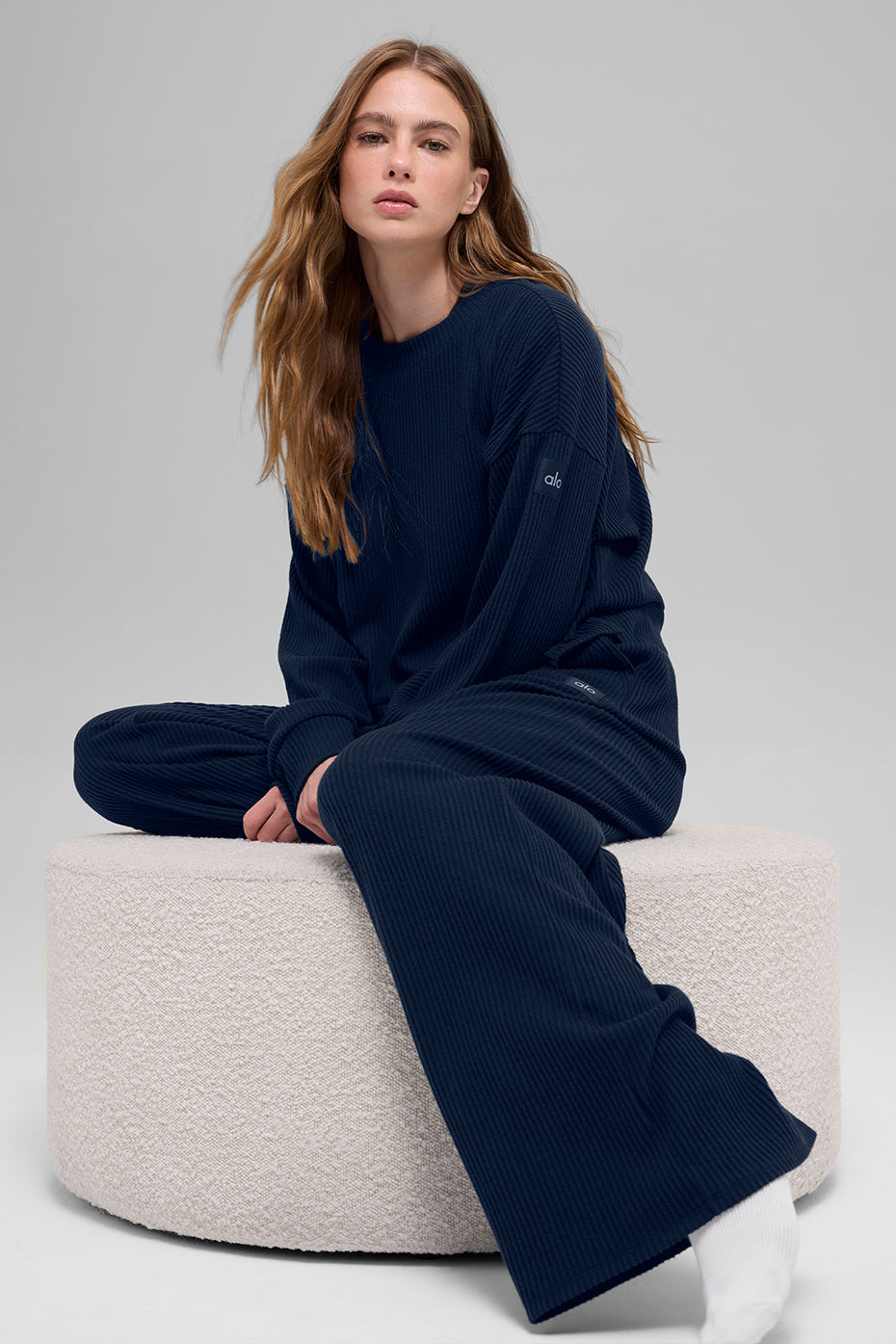 Alo Yoga Muse Crew Neck Pullover in Navy, product image 5 of 6