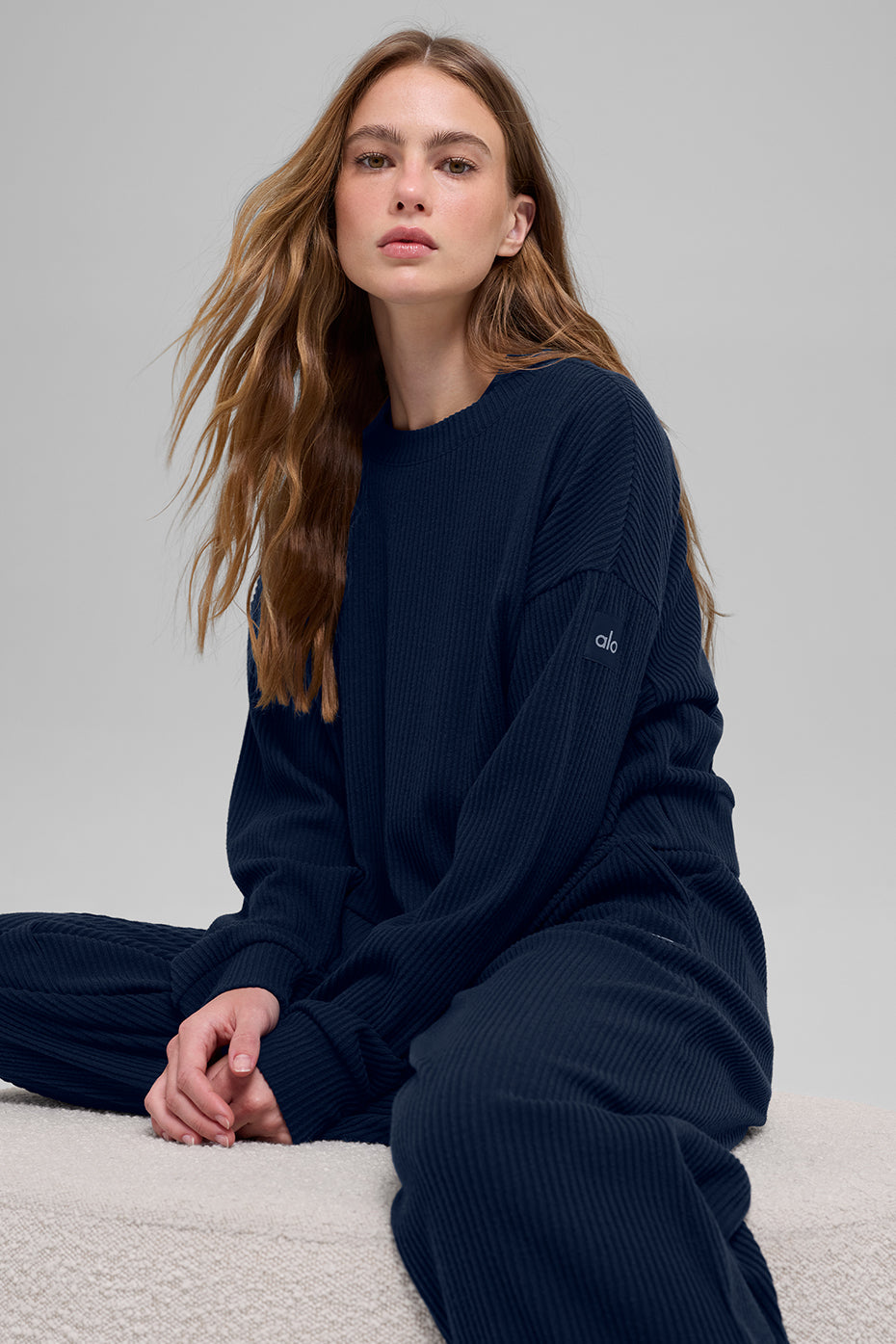 Alo Yoga Muse Crew Neck Pullover in Navy, product image 4 of 6