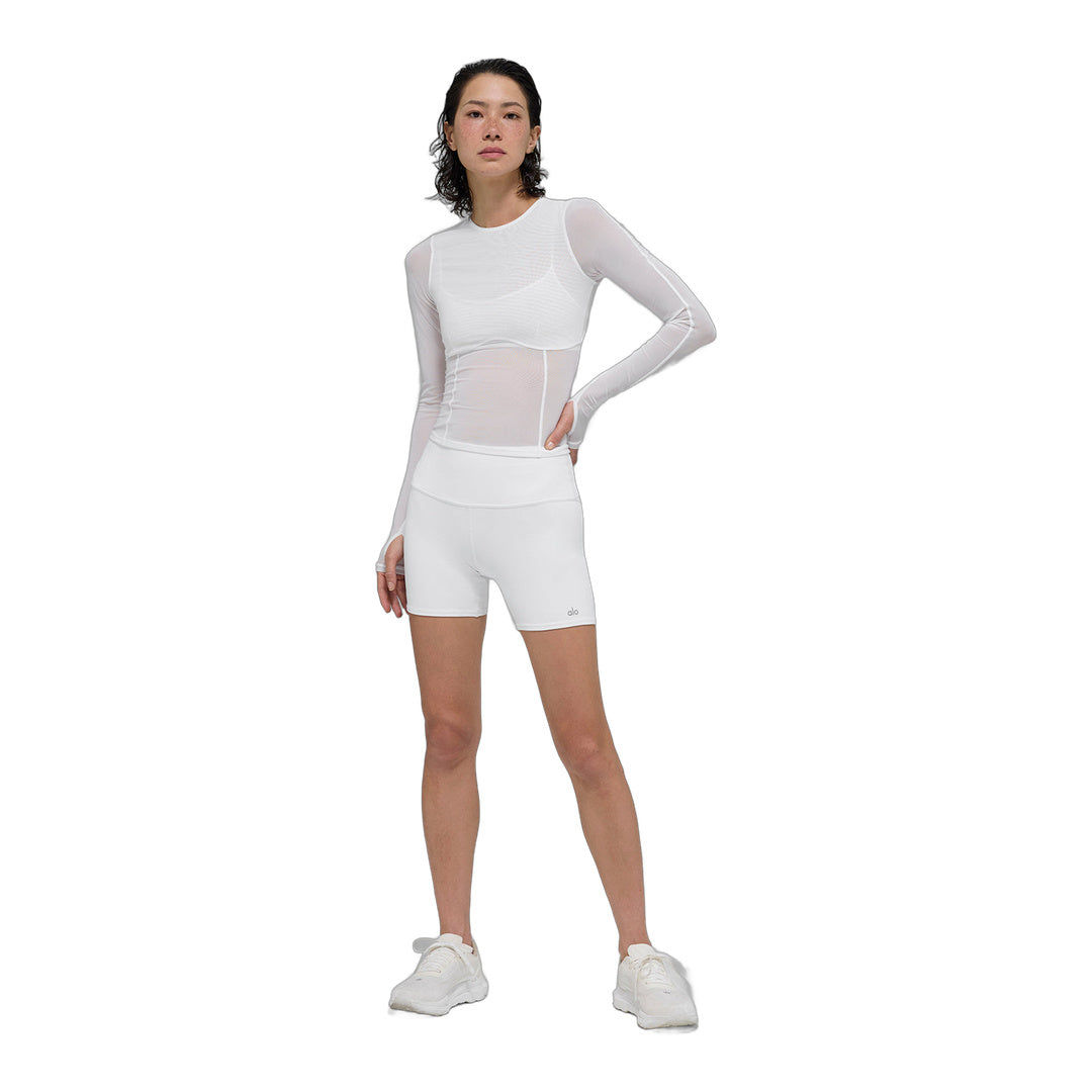 alo Mesh Winter Twilight Long Sleeve - White by Alo Yoga