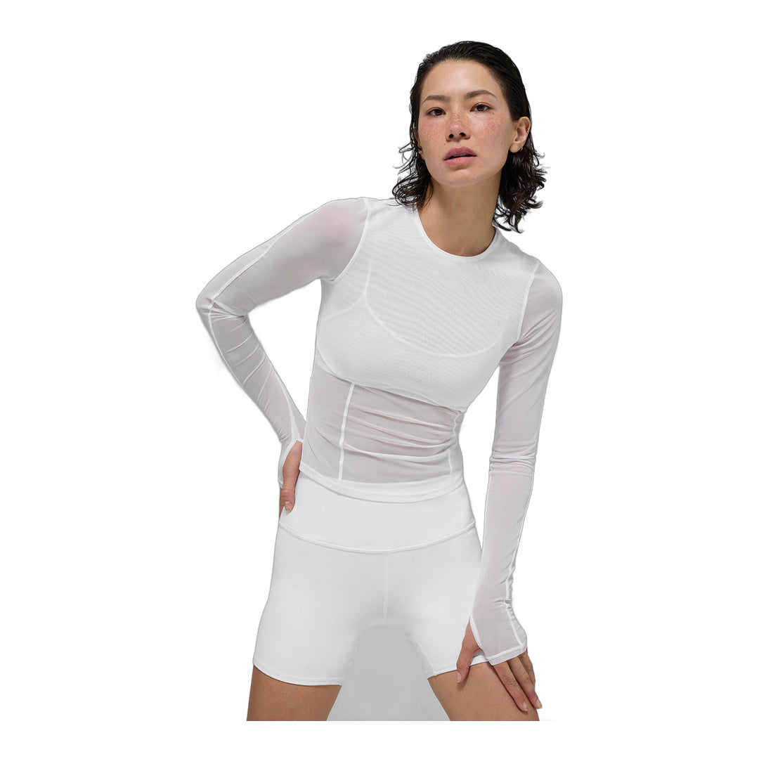 alo Mesh Winter Twilight Long Sleeve - White by Alo Yoga