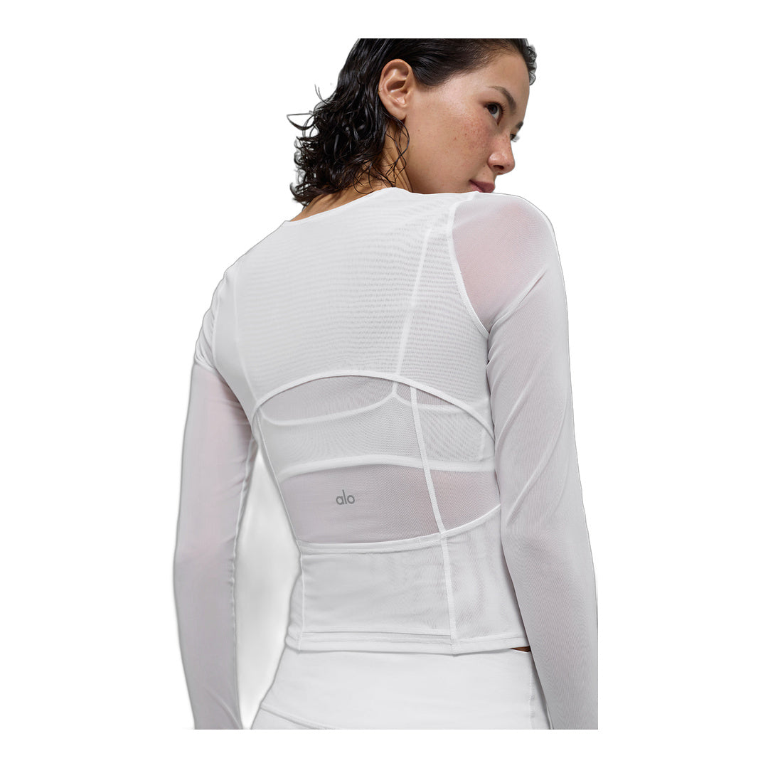 alo Mesh Winter Twilight Long Sleeve - White by Alo Yoga
