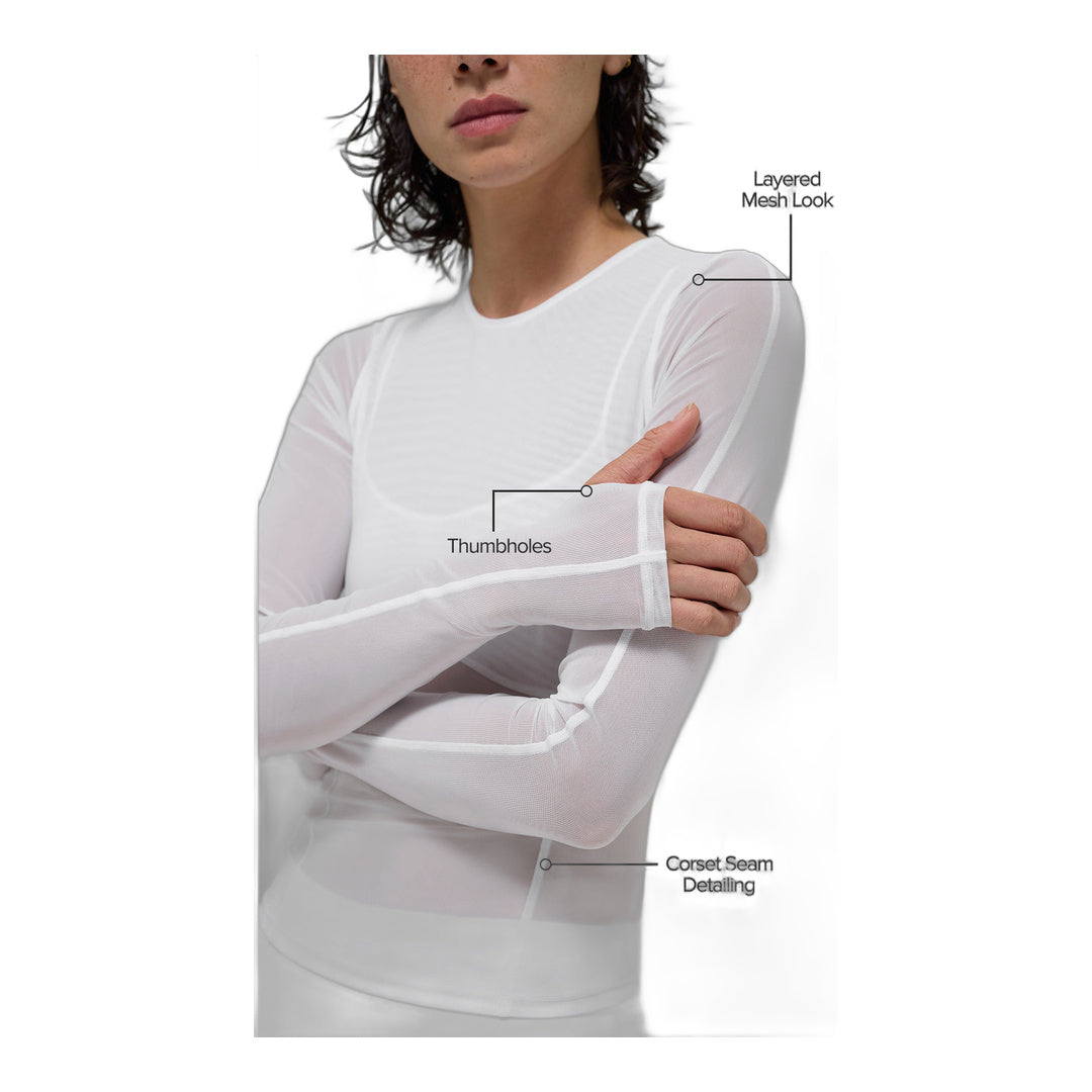 alo Mesh Winter Twilight Long Sleeve - White by Alo Yoga