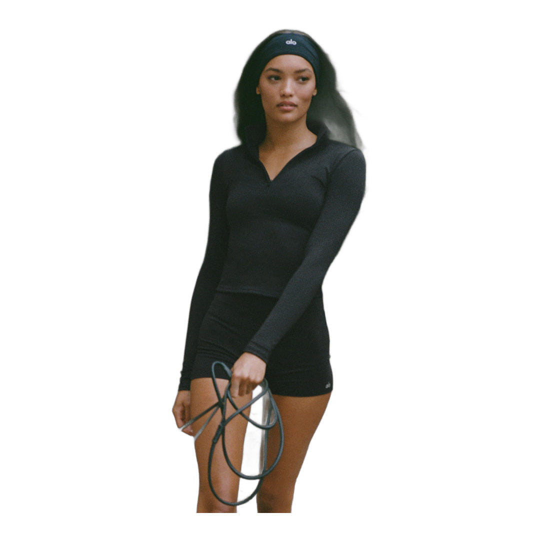 alo ALO Softsculpt Precision 1/4 Zip Long Sleeve - Black by Alo Yoga