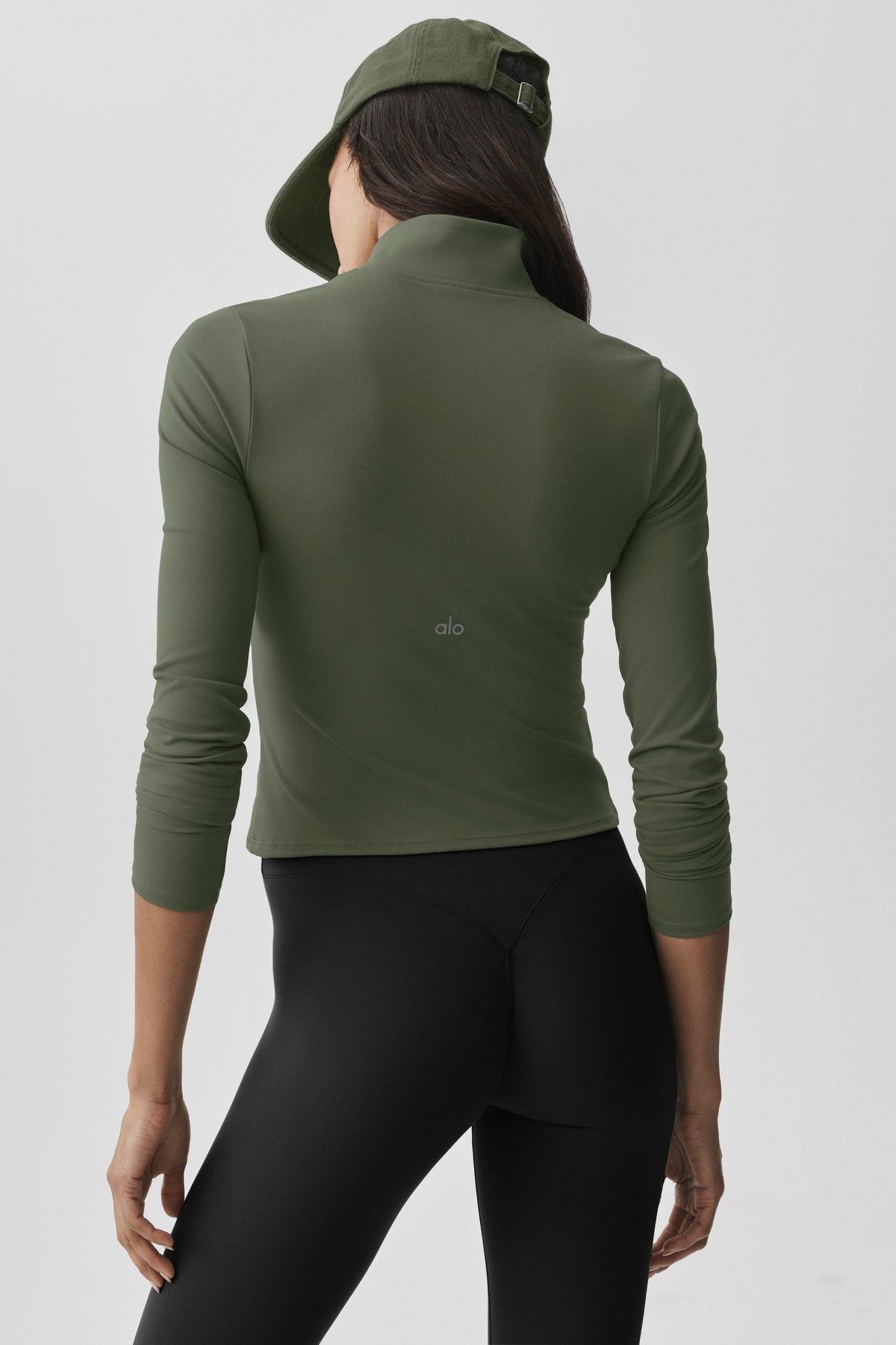 Alo Yoga Softsculpt Precision 1/4 Zip Long Sleeve in Bamboo Green, product image 2 of 4
