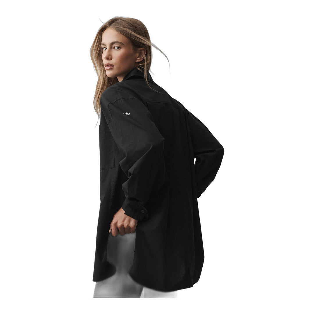 alo Cotton Real Deal Button Up Long Sleeve - Black by Alo Yoga
