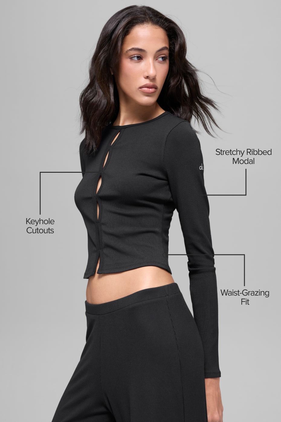 Alo Yoga Dreamlight Long Sleeve Top in Black, product image 2 of 6