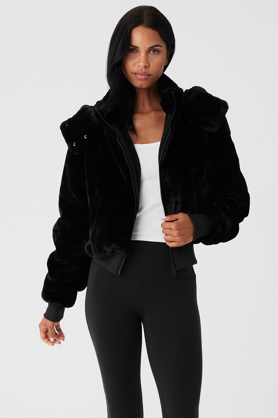 Faux Fur Foxy Jacket - Black (W4429R)
