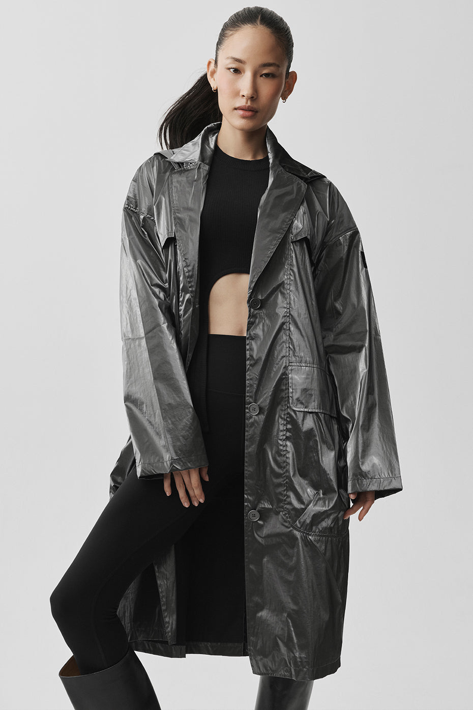 Metallic Break Line Trench - Silver Metallic (W4524R)
