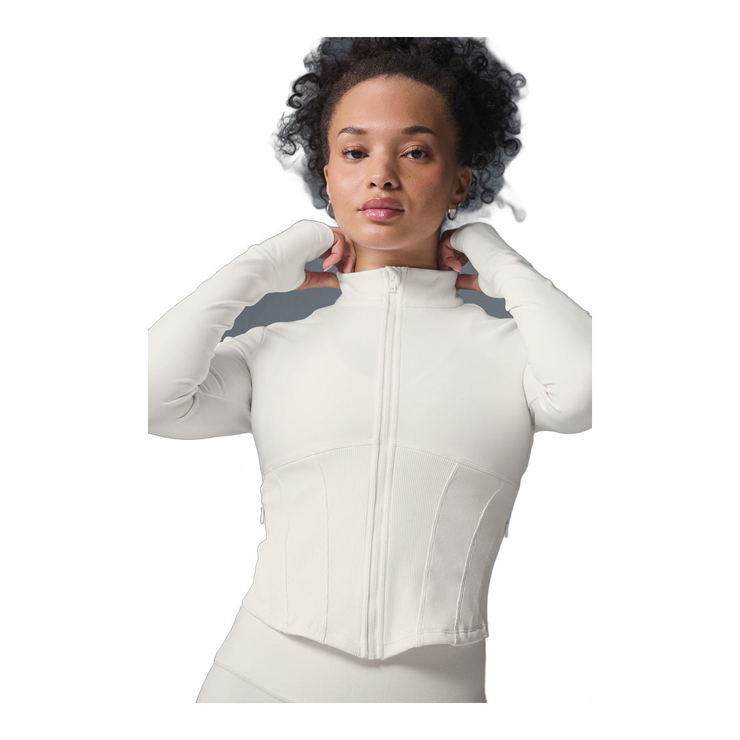 alo Airbrush Corset Full Zip Jacket - Ivory by Alo Yoga