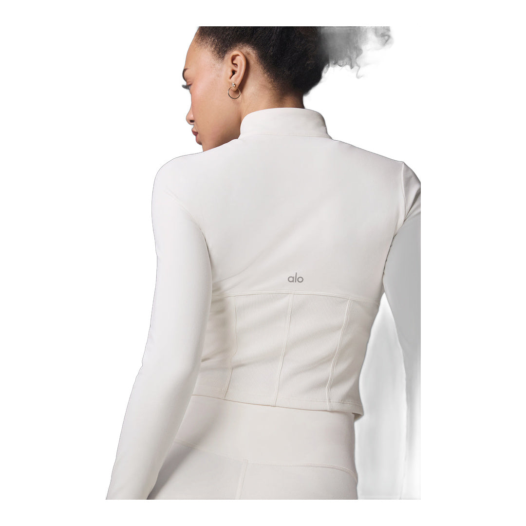 alo Airbrush Corset Full Zip Jacket - Ivory by Alo Yoga