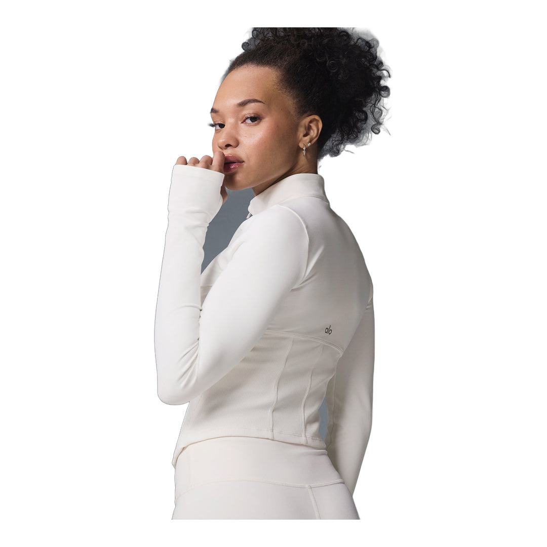 alo Airbrush Corset Full Zip Jacket - Ivory by Alo Yoga