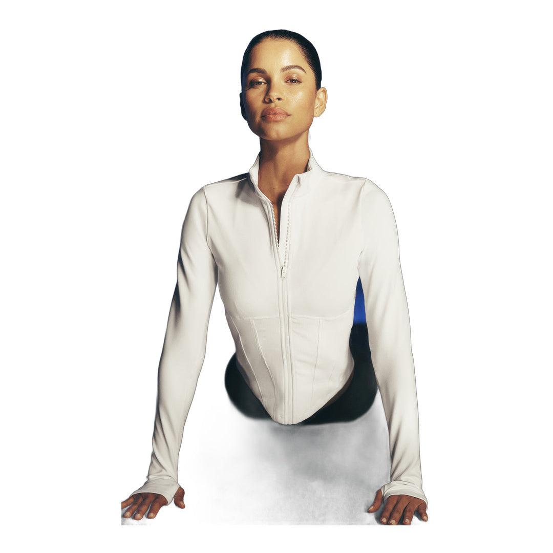 alo Airbrush Corset Full Zip Jacket - Ivory by Alo Yoga
