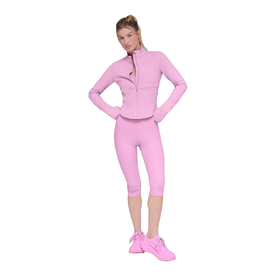 alo Airbrush Corset Full Zip Jacket - Candy Heart Pink by Alo Yoga