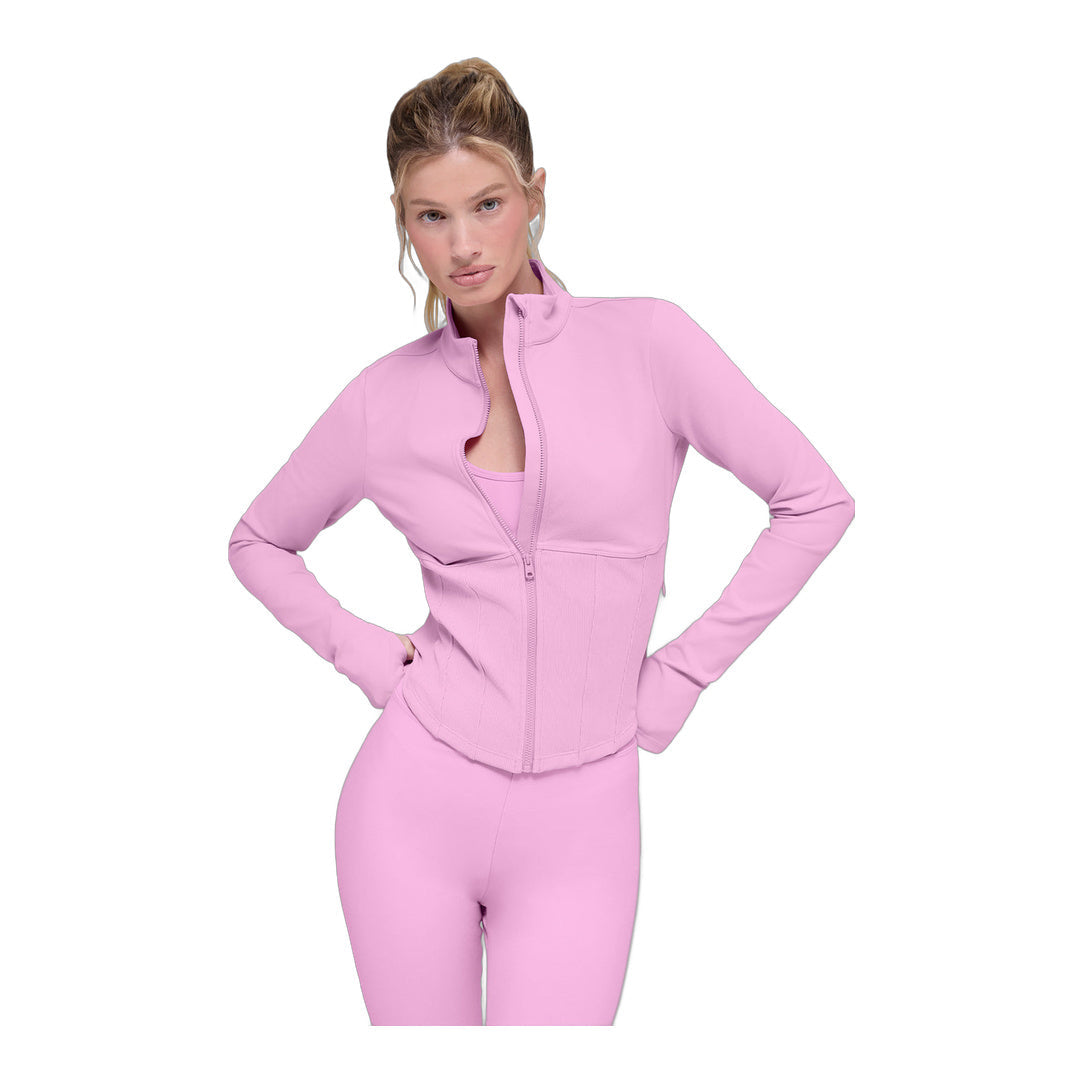 alo Airbrush Corset Full Zip Jacket - Candy Heart Pink by Alo Yoga