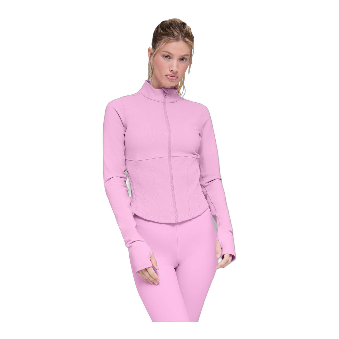 alo Airbrush Corset Full Zip Jacket - Candy Heart Pink by Alo Yoga