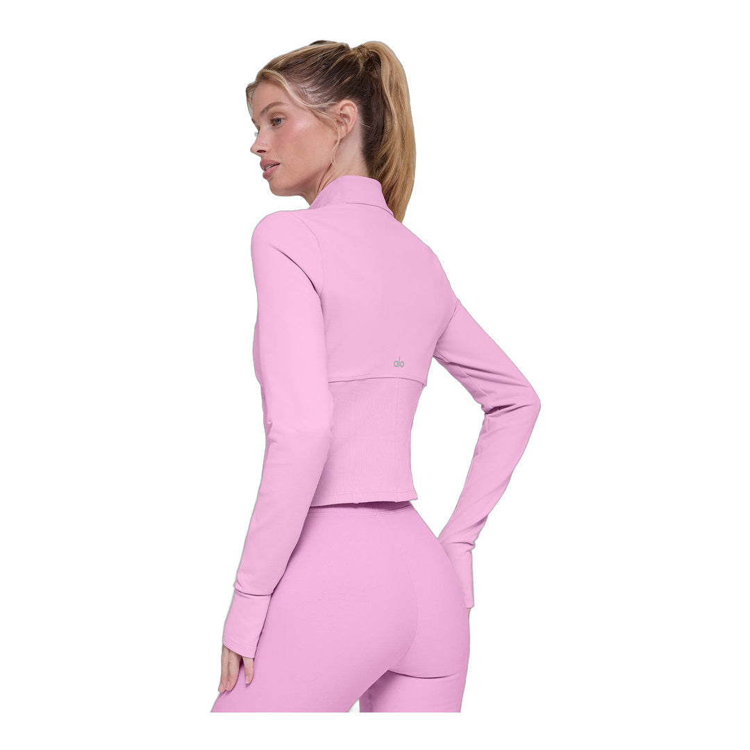 alo Airbrush Corset Full Zip Jacket - Candy Heart Pink by Alo Yoga