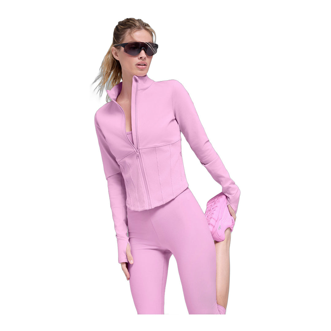 alo Airbrush Corset Full Zip Jacket - Candy Heart Pink by Alo Yoga