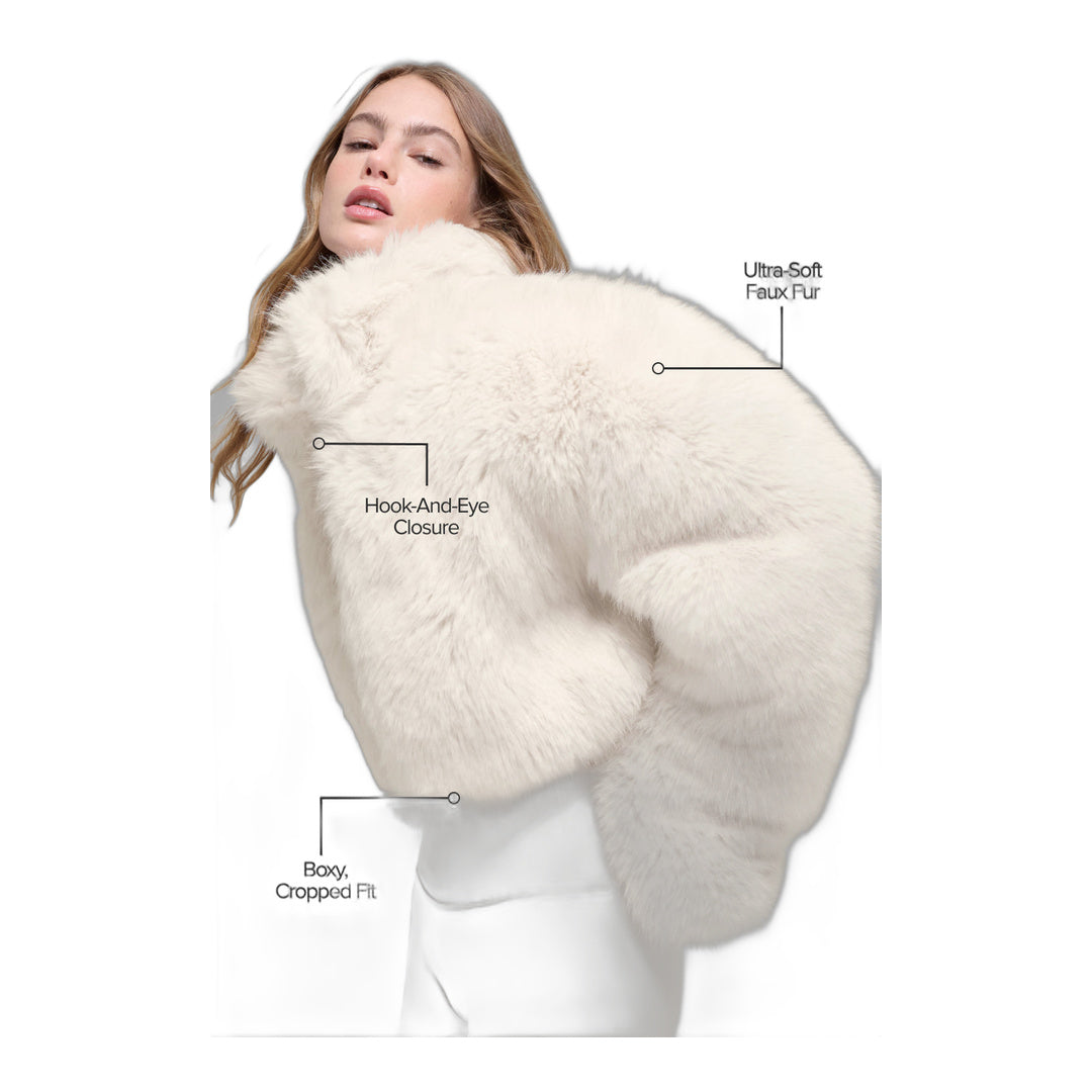 alo Opulent Faux Fur Cropped Jacket - Ivory by Alo Yoga