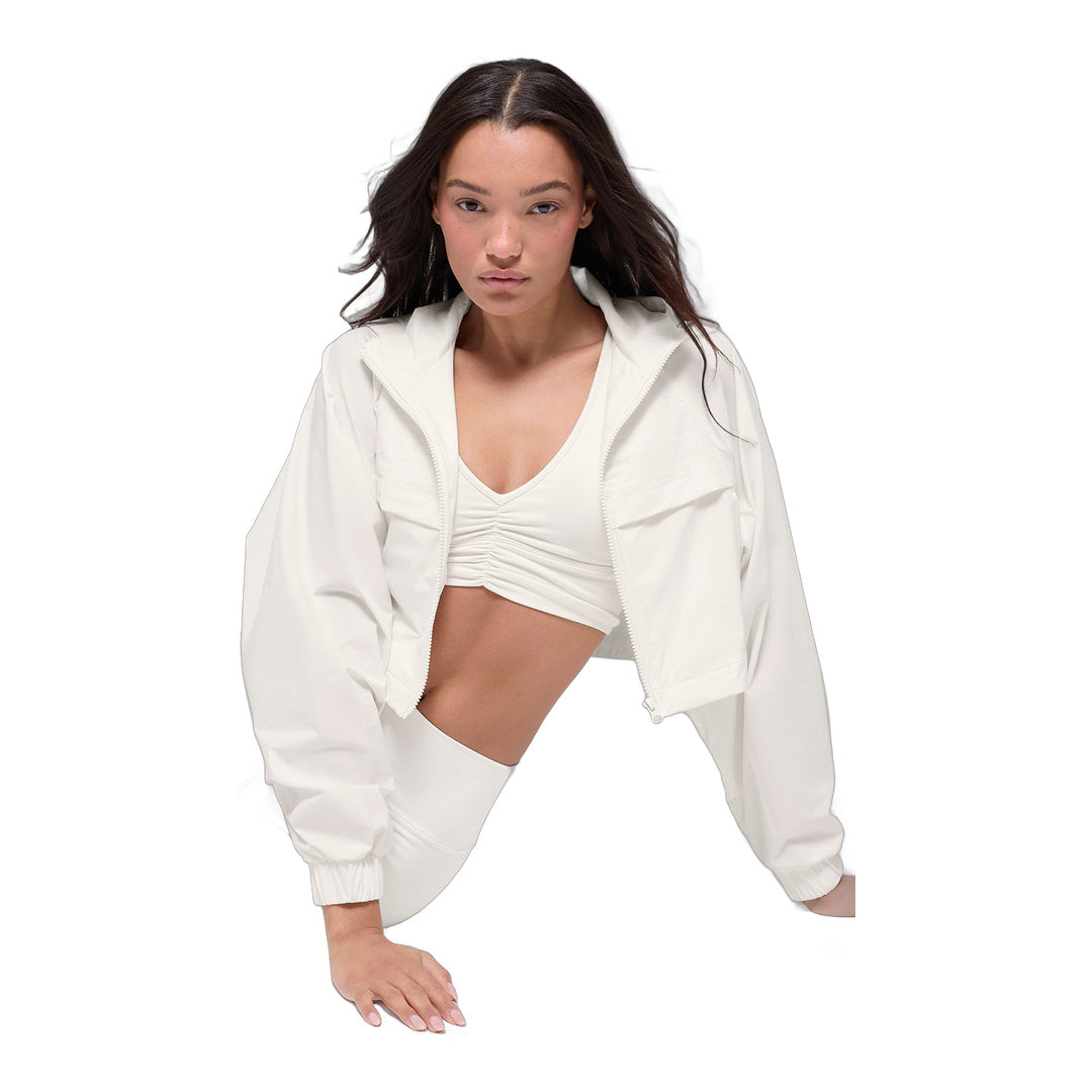 alo Cropped Playmaker Jacket - Ivory by Alo Yoga