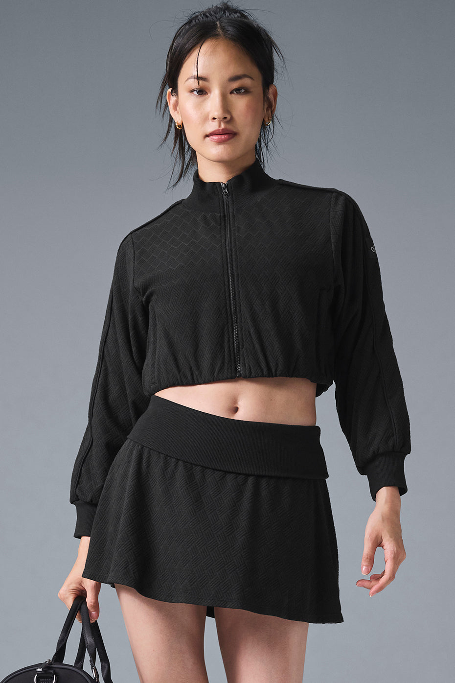 Cropped Doubles Only Full Zip Jacket - Black (W4580R)