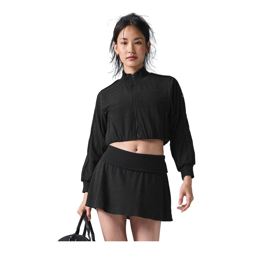 alo Cropped Doubles Only Full Zip Jacket - Black by Alo Yoga