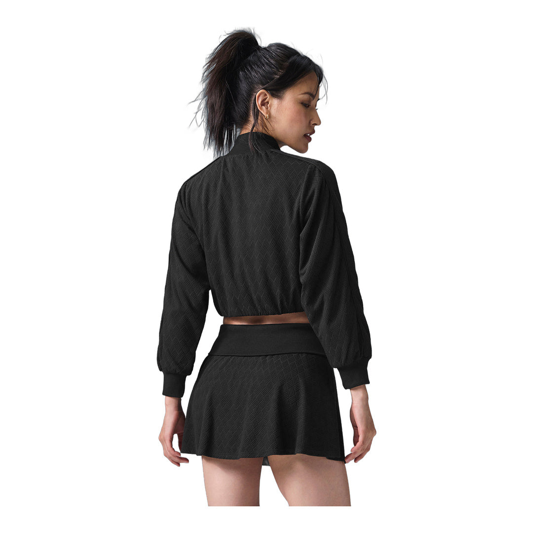 alo Cropped Doubles Only Full Zip Jacket - Black by Alo Yoga