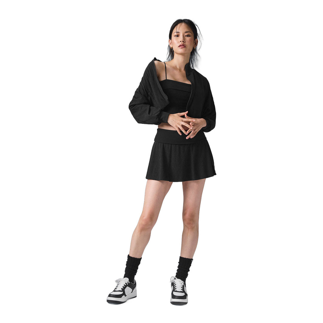 alo Cropped Doubles Only Full Zip Jacket - Black by Alo Yoga