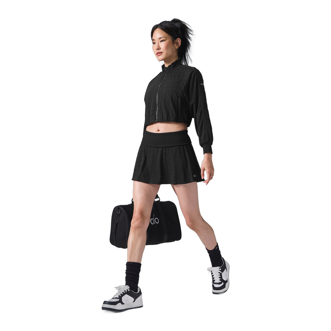 alo Cropped Doubles Only Full Zip Jacket - Black by Alo Yoga