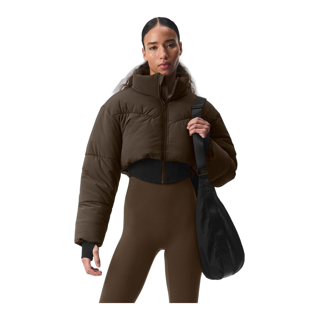 alo Main Act Corset Puffer - Espresso/Black by Alo Yoga