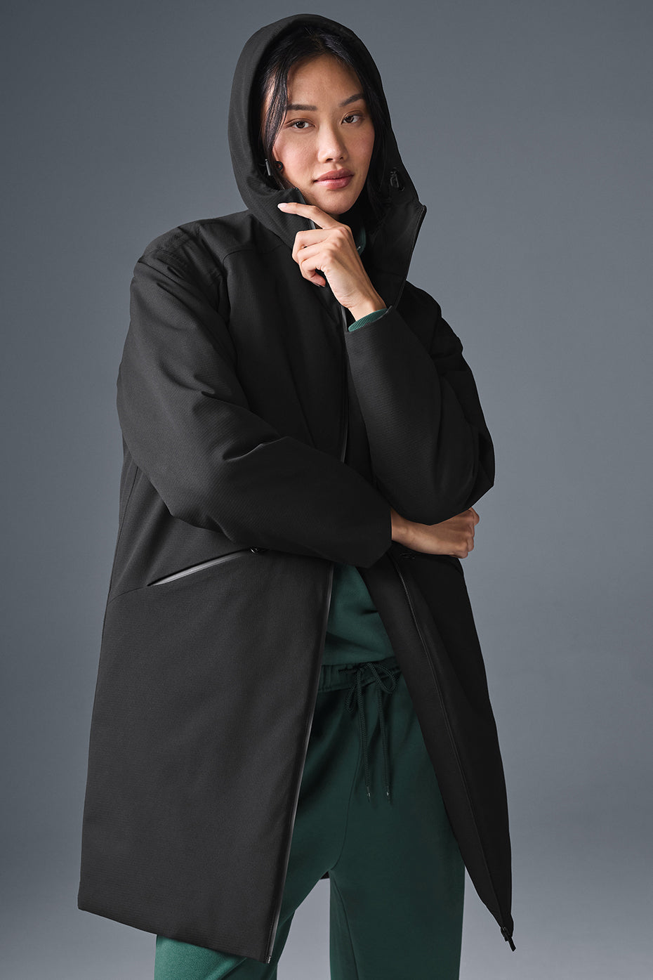 Rain Or Shine Puffer Long Coat - Black (W4614R)