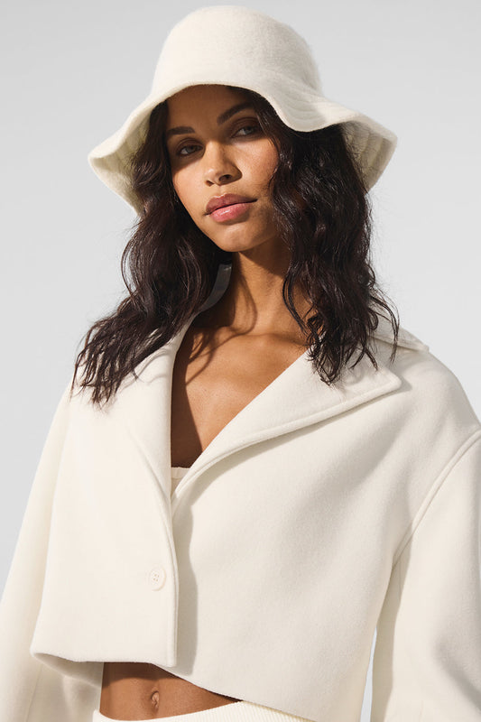 Wool Cropped Metro Trench - Ivory (W4627R)