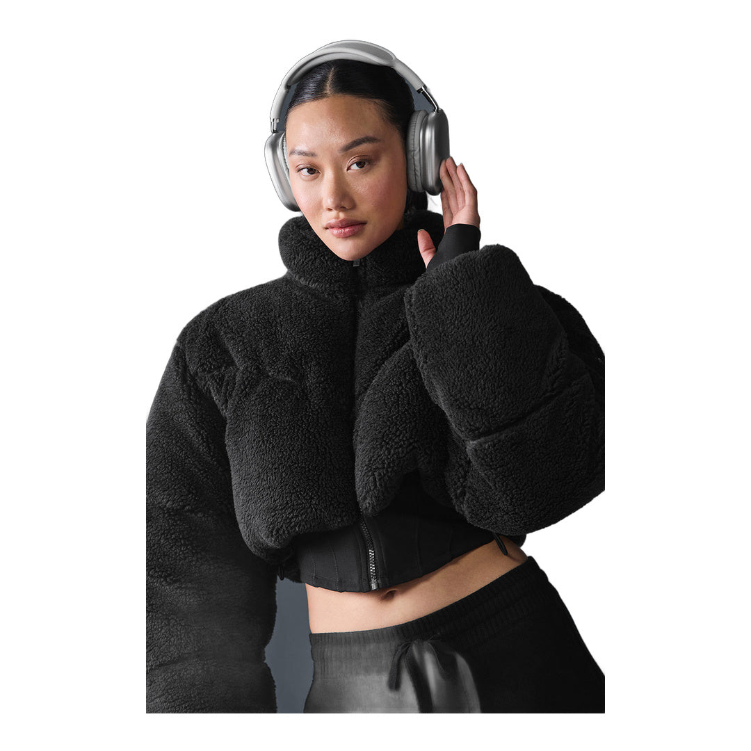alo Sherpa Main Act Corset Puffer - Black by Alo Yoga