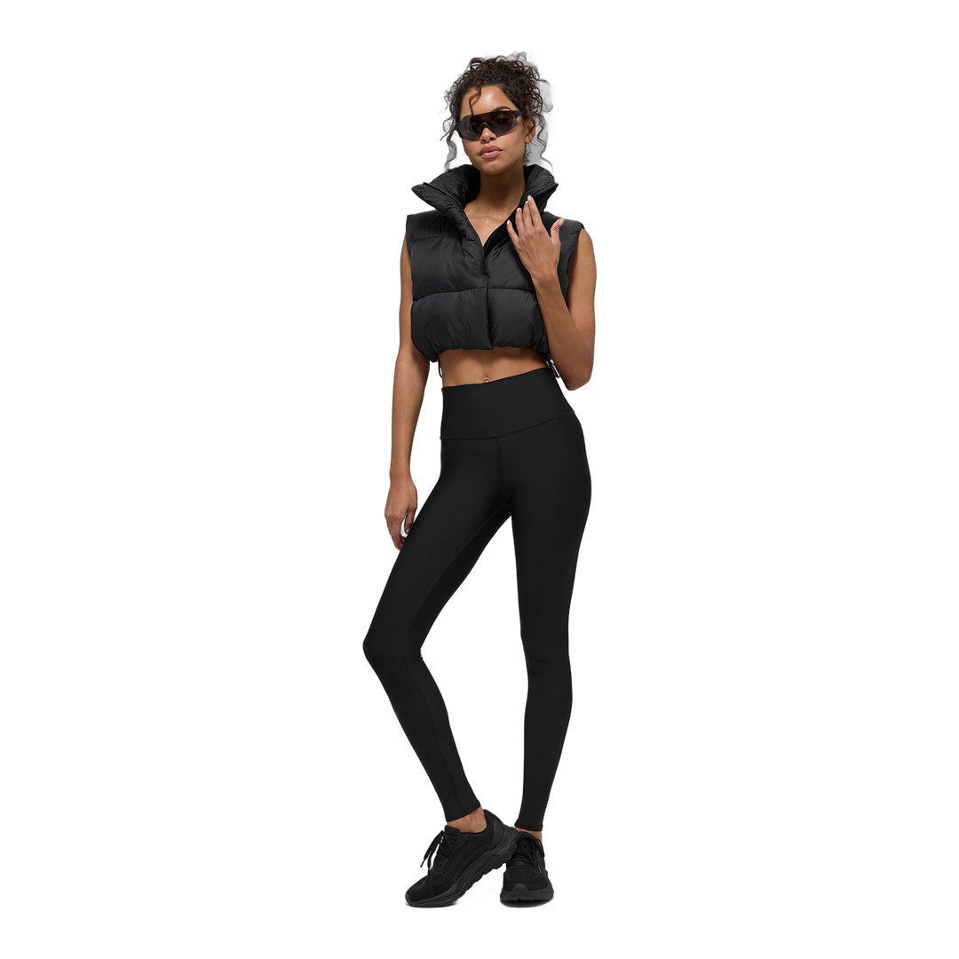 alo Cropped Gold Rush Puffer Vest - Black by Alo Yoga