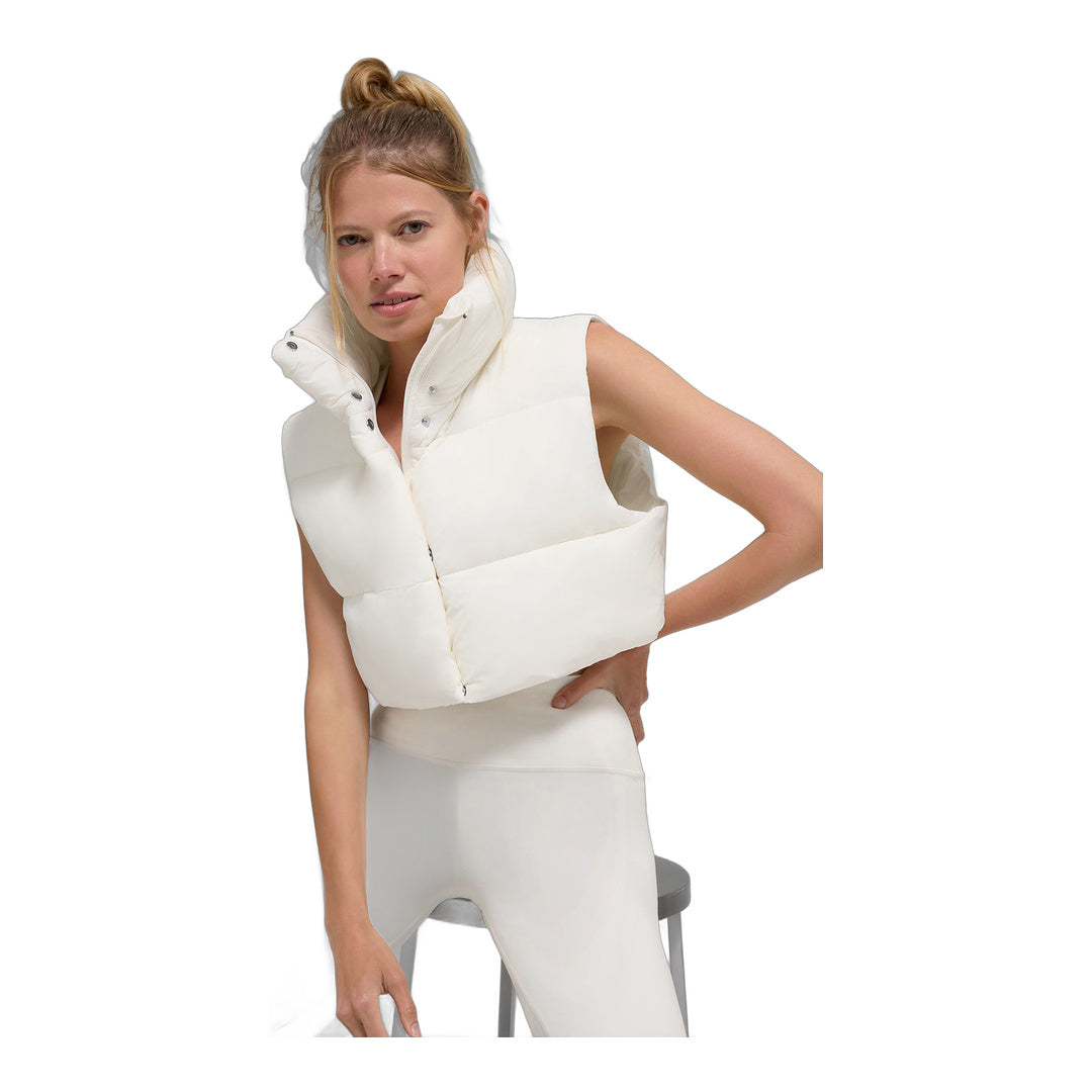 alo Cropped Gold Rush Puffer Vest - Ivory by Alo Yoga