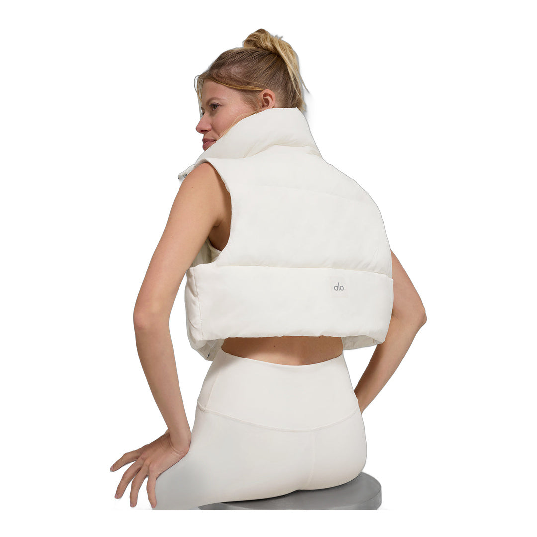 alo Cropped Gold Rush Puffer Vest - Ivory by Alo Yoga