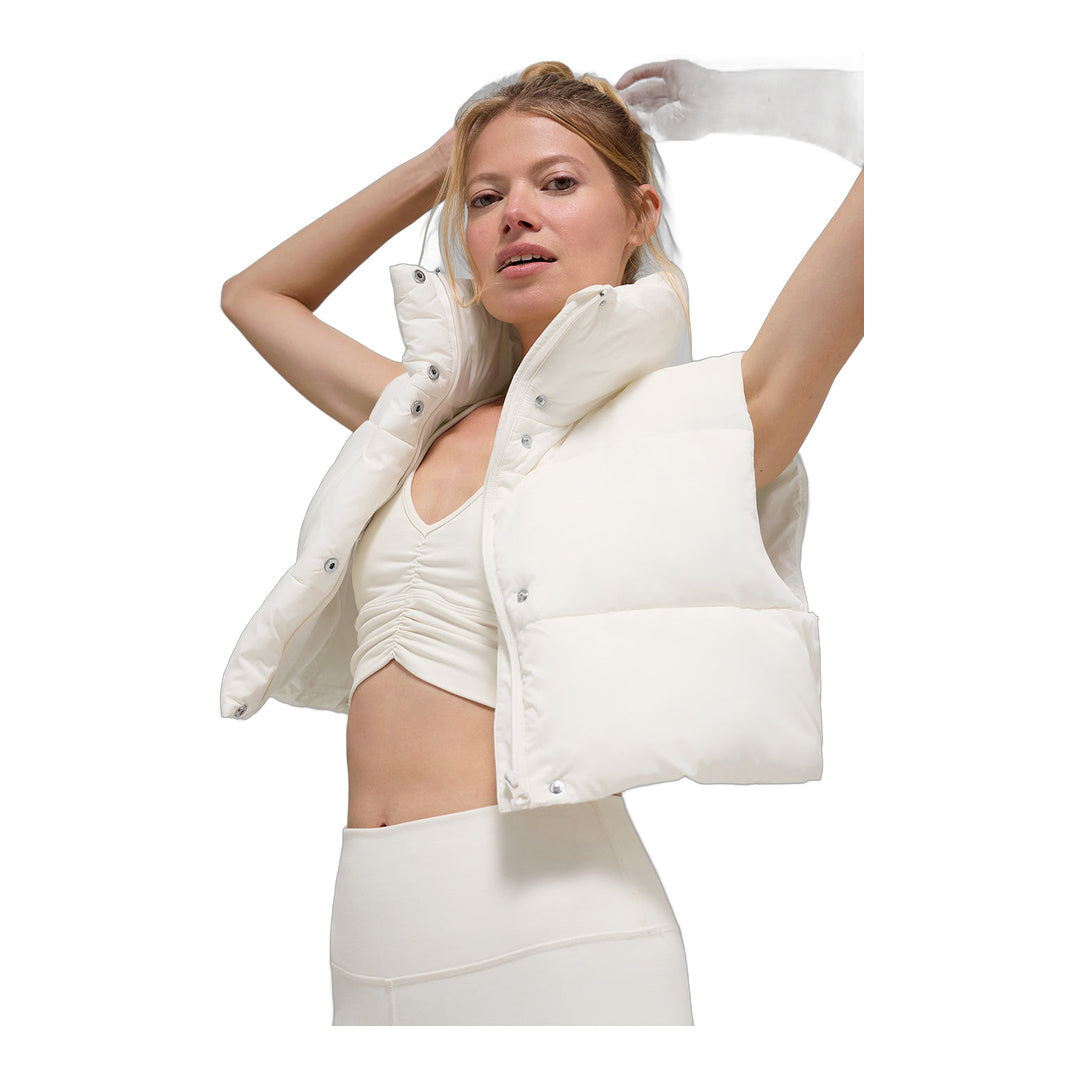 alo Cropped Gold Rush Puffer Vest - Ivory by Alo Yoga