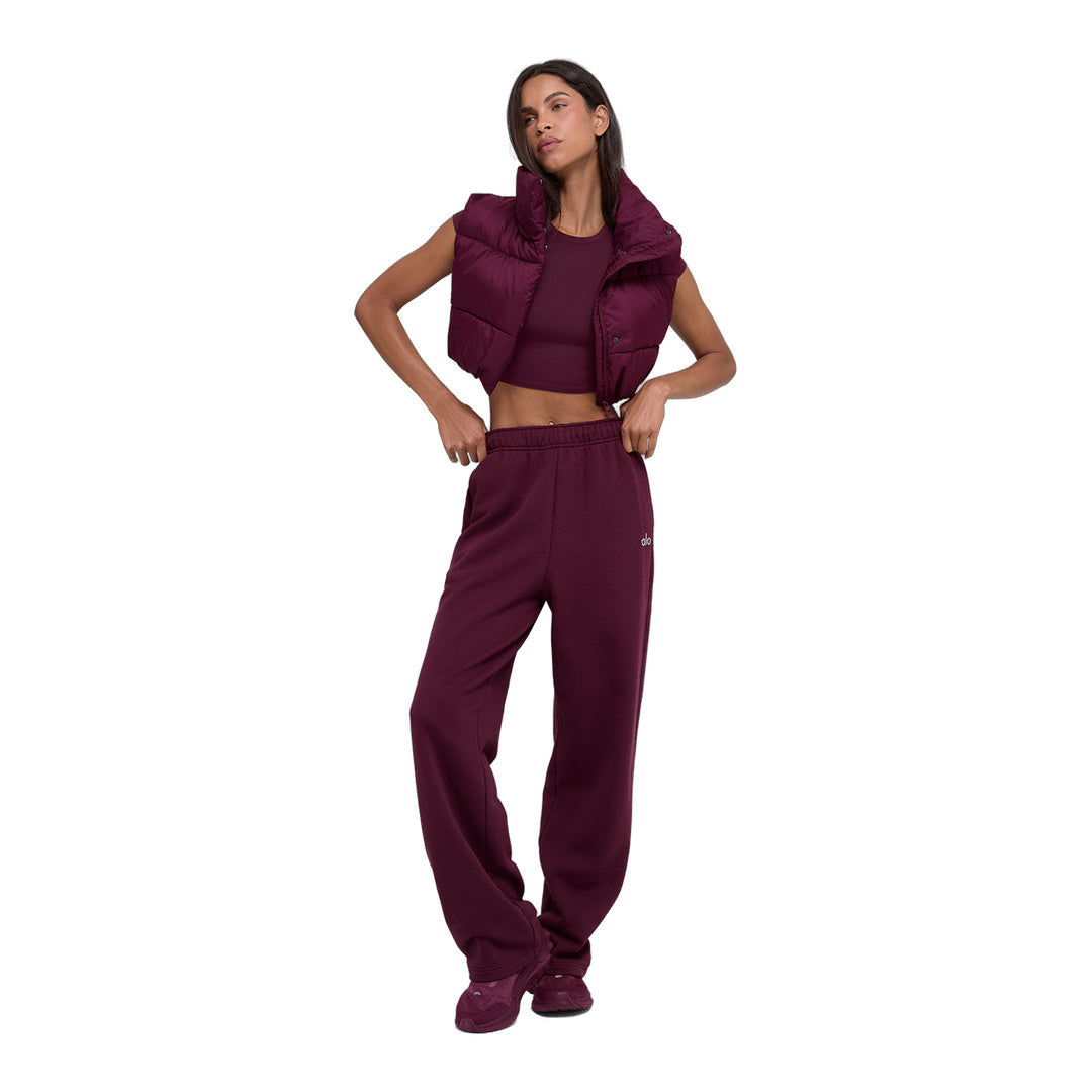 alo Cropped Gold Rush Puffer Vest - Burgundy by Alo Yoga