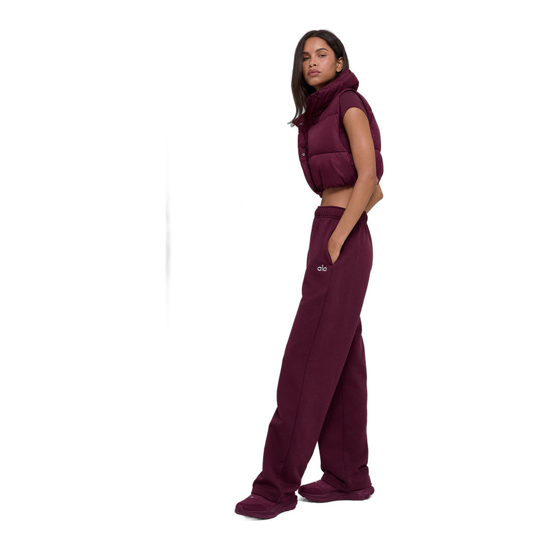 alo Cropped Gold Rush Puffer Vest - Burgundy by Alo Yoga